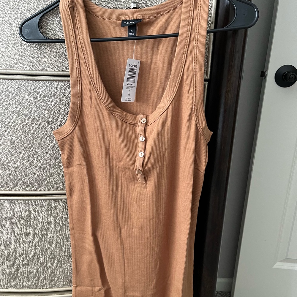 Torrid Camel Button-Front Tank Top